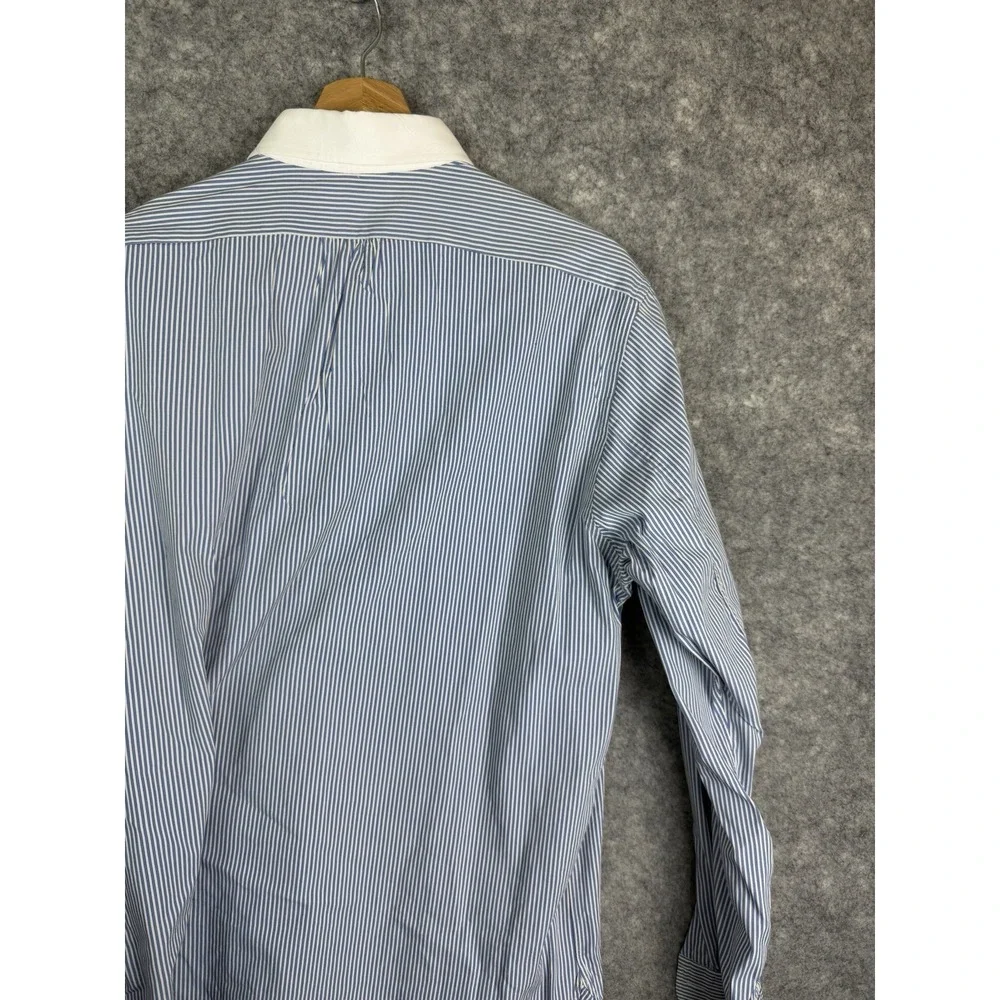 Vintage Polo Ralph Lauren Shirt Mens Large Striped NYC RL.CC Button Up Blue 90s
